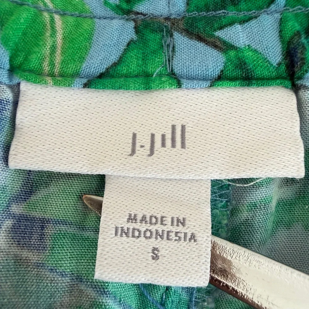 J. Jill Two Piece Set Small Green Blue Tropical Cruise Resortwear Matching